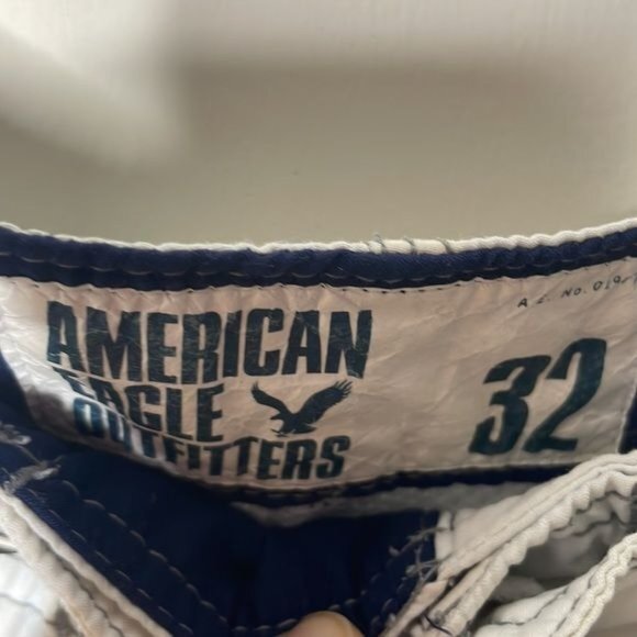 American Eagle Blue White Palm Tree Beach Print Ombre Swim Board Shorts Size 32 - Picture 4 of 11